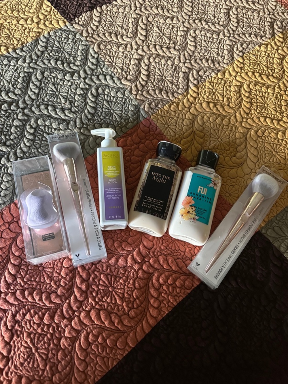 Bath & Body Works Lotions with Makeup Brushes - White, Black, Teal, Purple